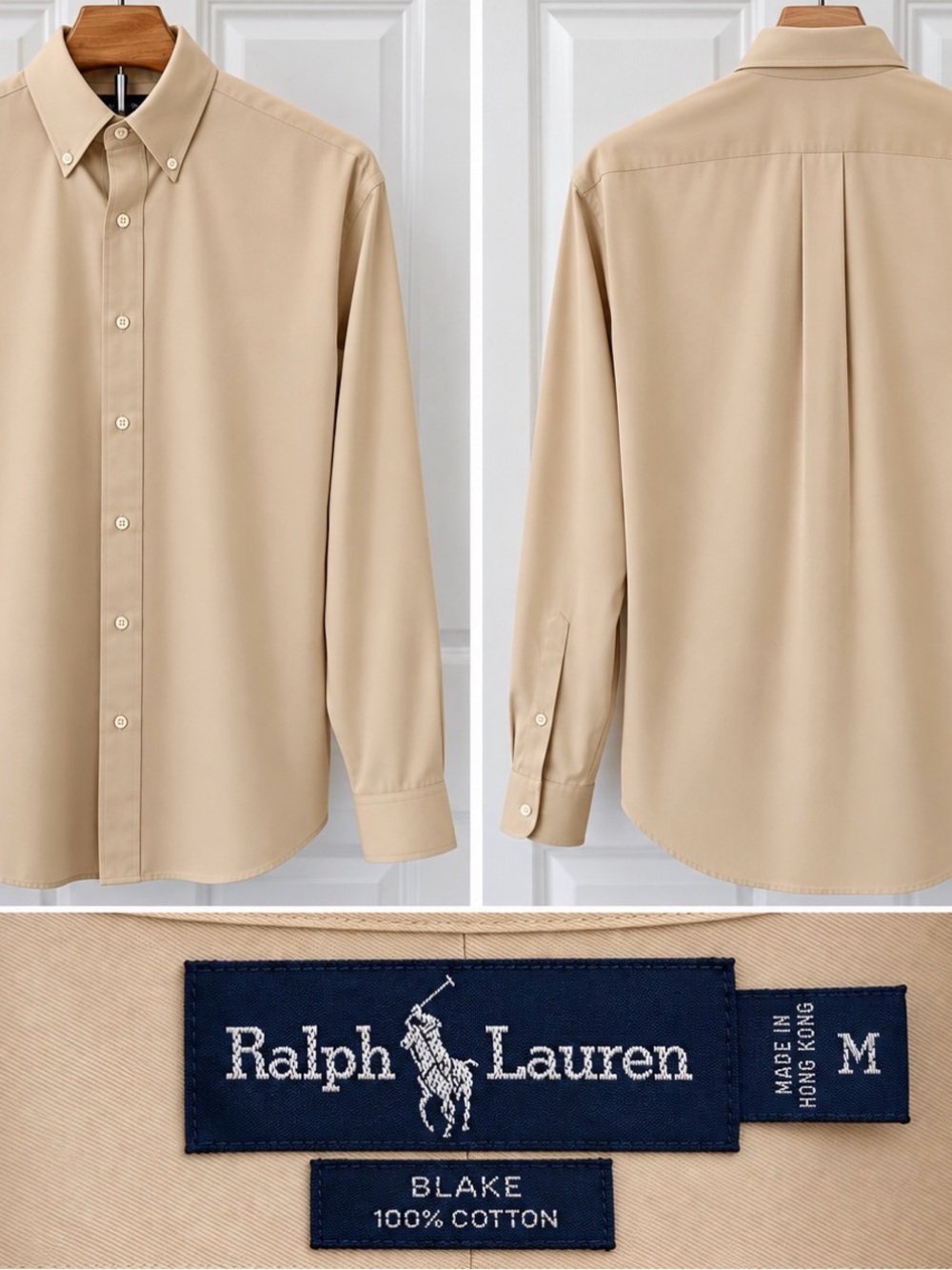 Ralph Lauren Khaki Button-Down Cotton Shirt